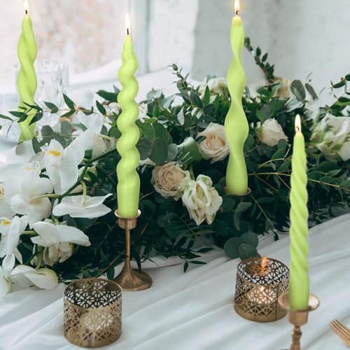 Nuanchu 4 Pcs Twisted Taper Candles,7.87 Inch,Pure,Sage Green - Image 6
