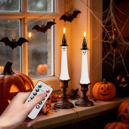 Halloween Witch Flameless Taper Candles with Remote and Timer - Image 5