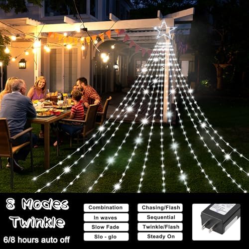 23FT Christmas String Lights, Waterfall Star Lights Outdoor for Yard - Image 2