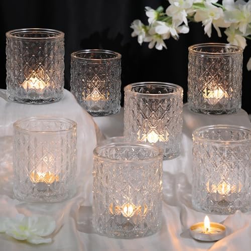 8 Pcs Large Votive Candle Holders Clear Tea Light Candle Holders by MATAHUMbeyourbetterchoice
