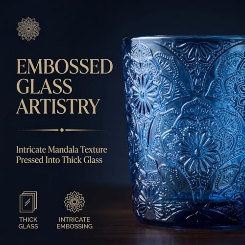 Ocean Blue Mandala Glass Tealight Holders, 6 Pack - Image 4