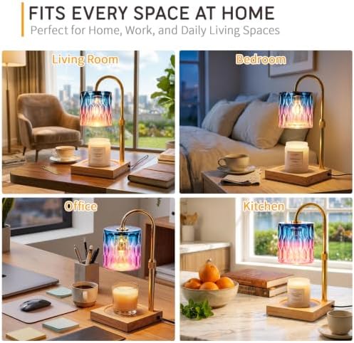 TOACSUCP Candle Warmer Lamp with 3 Bulbs, Adjustable Height Dimmable Candle Warmer with Timer, Compatible with Large Jar Candles, Candle Lamp with Charming Gift Box Ribbon for Her/Him (Blue Purple) - Image 5