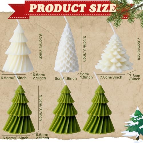 Conelist 6 Pcs Christmas Tree Candles Decorative Xmas Wax Candles Decor - Image 2
