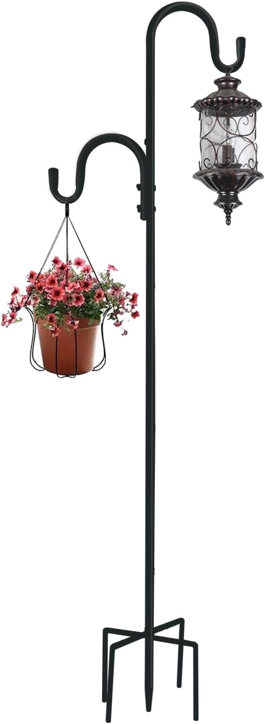 MIPON Adjustable 78/62/46/30 Inch Double Shepherds Hooks or Outdoor | Garden Shepards Hook for Outdoor Bird Feeder,Hanging Plants,Solar Light,3/4 Inch Width