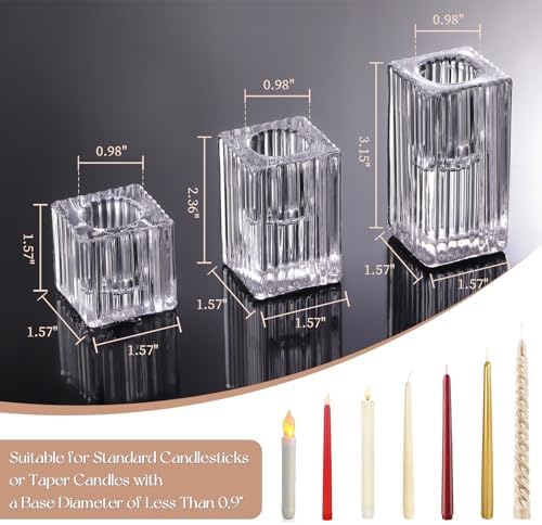 LETINE 12pcs Vertical Stripe Glass Candlestick Holders - Chic Taper Candle Sticks Holder Set for Elegant Dining & Home Decor - Ideal for Wedding Centerpieces, Parties, and Celebrations - Image 2