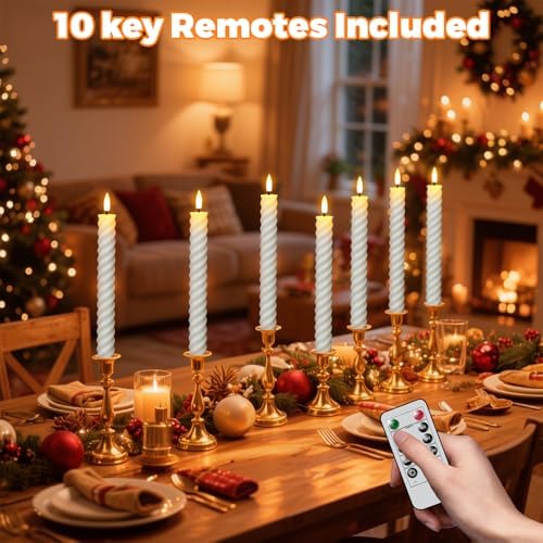 Wondise Spiral Flameless Taper Candles with Remote Timer Real Waxy - Image 6