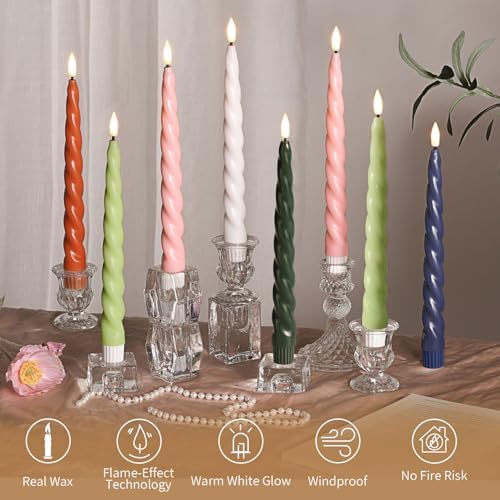Pink Spiral Flameless Taper Candles with Remote Set of 6 - Image 6