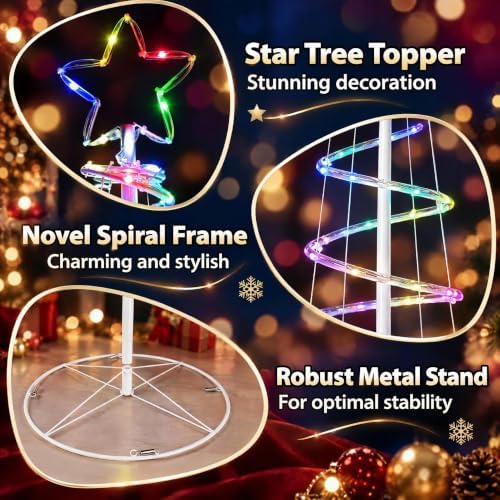 Tangkula 6 FT Lighted Spiral Christmas Tree with 135 LED Lights - Image 4