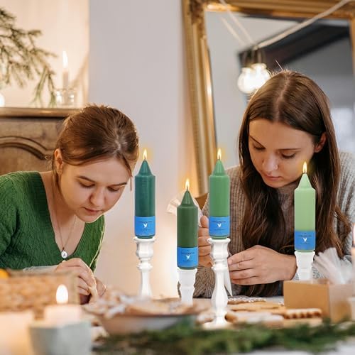 Unscented Dripless Taper Candles Gradient Green 5INCH Smokeless Short Taper Candlesticks for Dinner Weddings Birthday Party Home Décor - Image 3