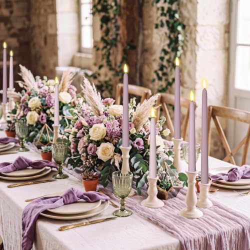 Rossesay 24 Pcs Flameless LED Taper Candles Battery Operated Candles 8.5", 9.65", 10.8", 12.8" Flameless Candlesticks Flickering for Christmas Church Wedding(Classic, Purple-B) - Image 4