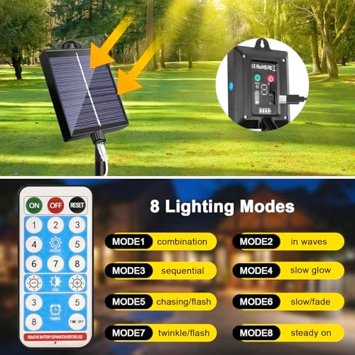 Christmas Solar Decorations Star Lights Outdoor, 11.48ft 350LED, Multicolor - Image 3