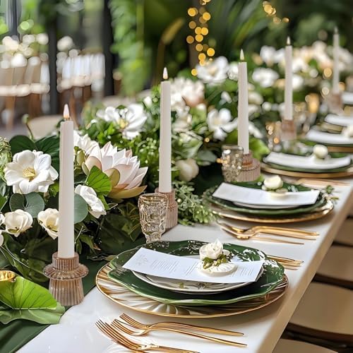Glass Candlestick Holders, Taper Candle Holders, Set of 3, Gold - Image 4