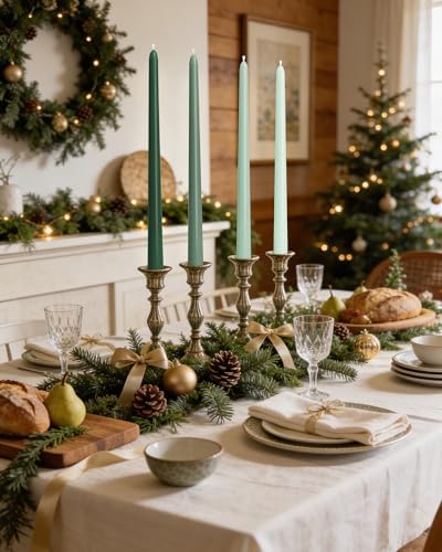 Viyffo Taper Candles, 12 Inch, 12 Pack, Green – Unscented, Smokeless Design, Up to 8-Hour Burn – Tall Candlesticks for Table Decor, Weddings & Dinners - Image 6