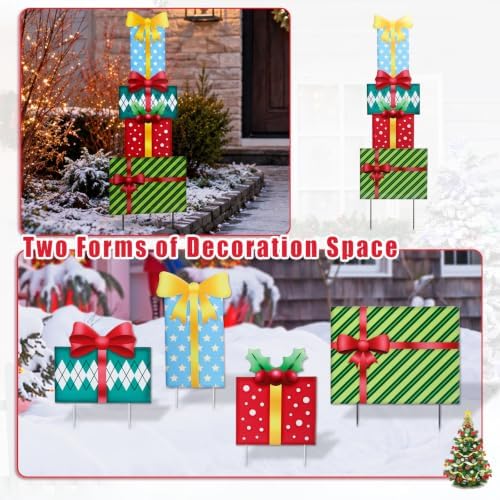 Christmas Outdoor Garden Stake Decor, 41.5" Gift Boxes Yard Sign - Image 5