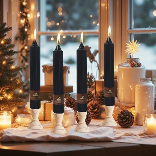 Black Halloween Taper Candles 4 Pack Hand-Poured 9 Inch Unscented Long Tapered Candles for Spooky Decor, Haunted Houses & Gothic Weddings - Clean Burning, Smokeless & Odorless - Image 5