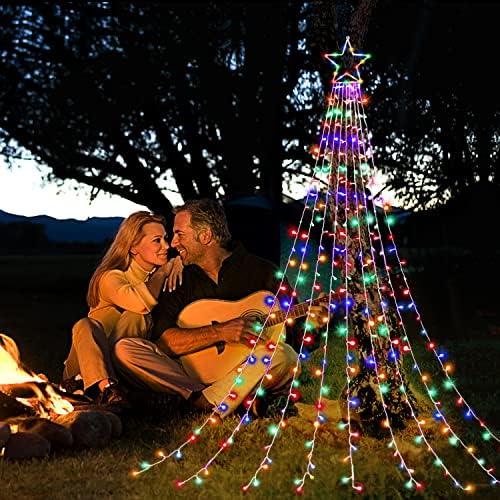 Outdoor Christmas Decorations Star String Lights, 320 LED 11.5 ft Waterfall Tree Lights with 8 Lighting Modes Christmas Star Lights for Indoor Outdoor Yard Home Festival Party Xmas New Year Decor - Image 4
