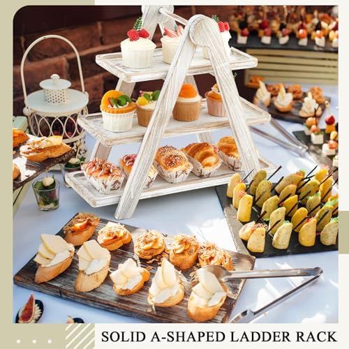 Beeveer 3 Tier Wooden Cupcake Stand Ladder Party Dessert Serving Tray - Image 5