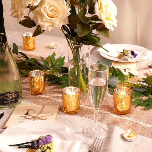 Homemory 12 Pcs Gold Votive Candle Holders, Mercury Glass Candle Holder, Tealight Candle Holders for Table Centerpieces, Baby Shower, Party, Anniversary, Wedding, Home Decor, Halloween, Christmas - Image 3