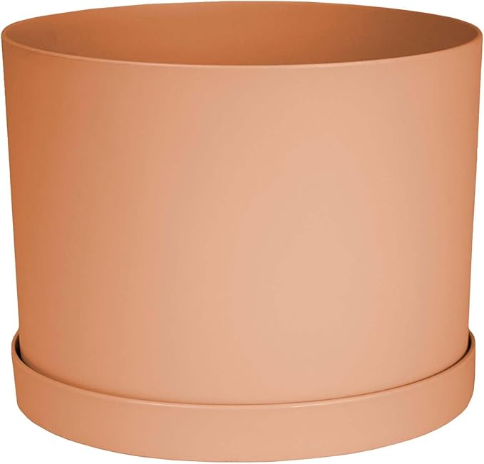 Bloem Mathers Planter w/Saucer Tray 8" Muted Terra Cotta