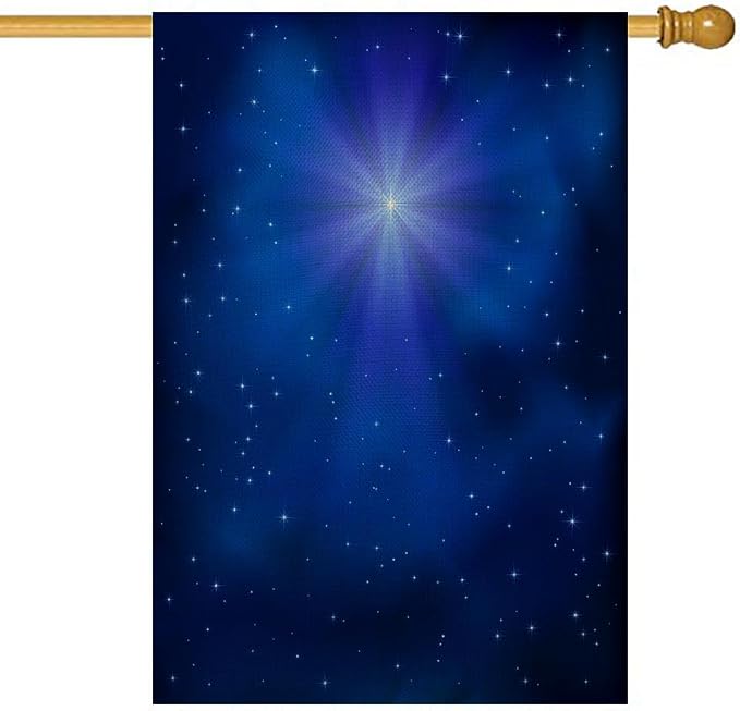 EMMTEEY Christmas Flag - Stars Starry Sky Bethlehem Burlap Garden Flags Large 28X40 Double Sided Winter Outdoor Flags for Christmas Decoration