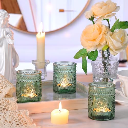 Lanttu 12pcs Green Votive Candle Holders 2.1"x2.56" Tealight Candle Holder - Image 3