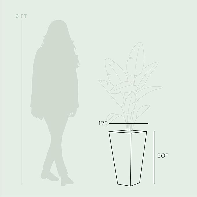 Bloem Finley 20" Tall Tapered Recycled Plastic Planter, Indoor/Outdoor, Peppercorn