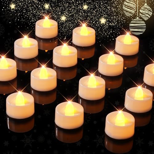 BEICHI Flameless TeaLights Candles with Timer,6 Hours On and 18 Hours Off in 24 Hours Cycle Automatically,Pack of 12 Battery Operated LED Tea Lights Flickering Votive Candles Timer Warm Yellow Light by BEICHI