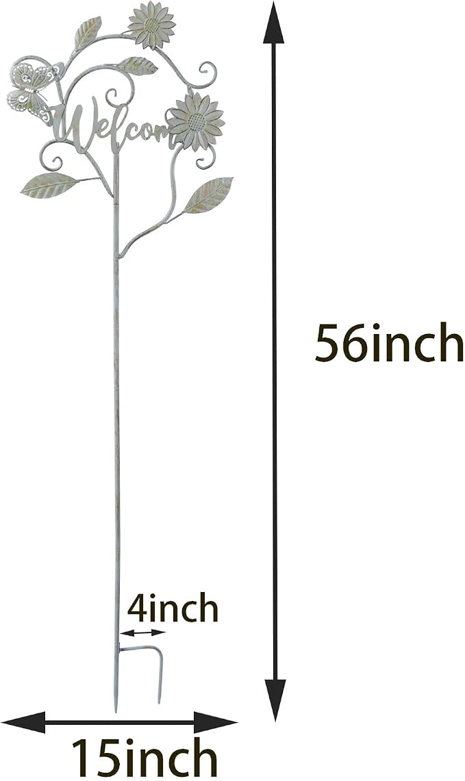 Decorative Garden Stakes with Welcome Sign,Metal Garden Stakes for Patio Garden Decor.