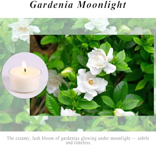 Scented Tea Lights Candles, Gardenia Moonlight, 16 Pack – White Scented Tealight Candles– 100% Palm Wax – 6 Hour Burn Time Aromatherapy Tea Light Votive Candle for Dinner, Bedroom, Spa, Wedding Decor - Image 2