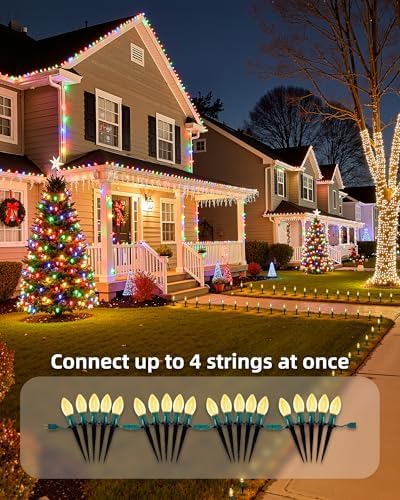 Christmas Pathway Lights Outdoor,51.4 Ft C9 Lights with 40 Warm White Bulbs - Image 5