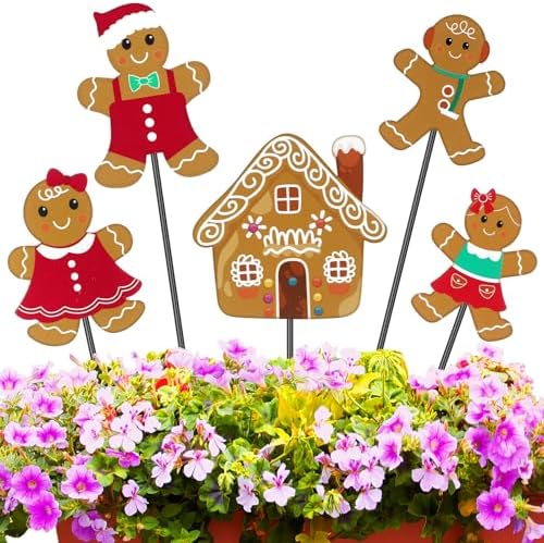 5 Pack 12'' H Metal Christmas Yard Stakes Outdoor Decorations by Roowest