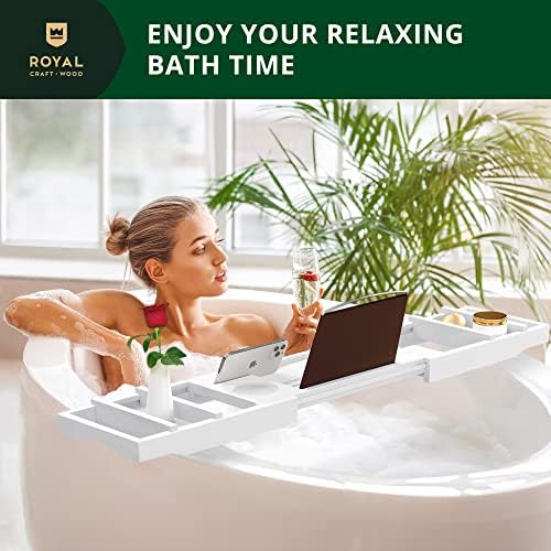 ROYAL CRAFT WOOD Premium Foldable Bathtub Tray Caddy - Wood Bath Tray for Tub, Bamboo Shelf, Expandable Bath Table Trays, Bathtub & Bathroom Accessories for New Home & Mothers, Birthday Gifts for Mom - Image 7