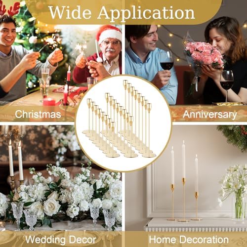 NLBTW 24 Pcs Gold Taper Candle Holder Bulks for Wedding Party Home Decor - Image 4