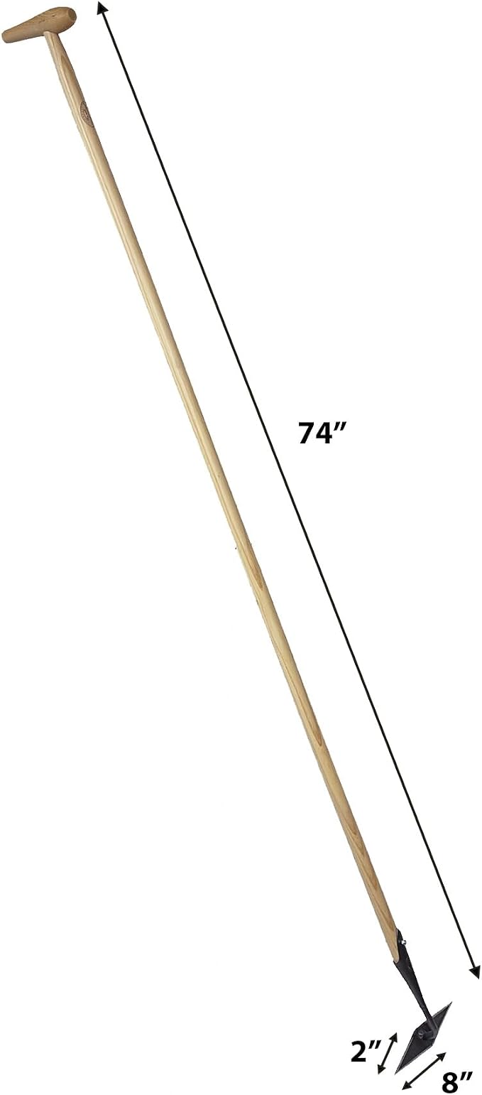 Dewit Diamond Hoe with P-Grip Handle-Long Handle Garden Hoe with Forged Steel Diamond Head – 4 Sharp Edges – Weed Without Bending – Push & Pull Action - Head: 2" L x 8" W; Total 74" L; 3.5lbs