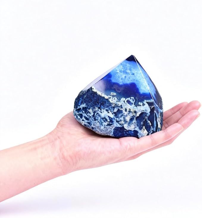 Agate Wand Crystal Irregular Column 0.6-1.1 Lbs Dyed Blue for Coastal Theme Home Relax Corner Small Garden Figurine Desktop Decor