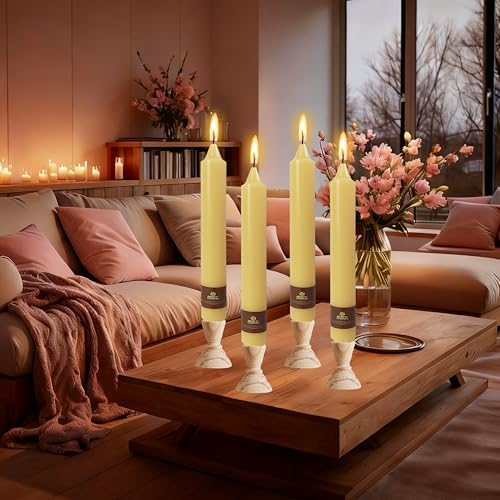 Beeswax Taper Candles 9 inch - 4 Pack Fat Candle Taper Candles Dripless, Smokeless, Unscented Tall Candlesticks - Perfect for Home Decor, Weddings, and Special Occasions - Image 2