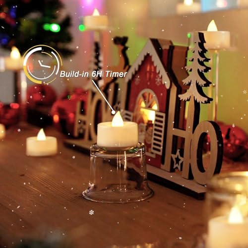 BEICHI 24Pack Battery Operated Tea Lights with Timer, 6H Timer Built-in - Image 3