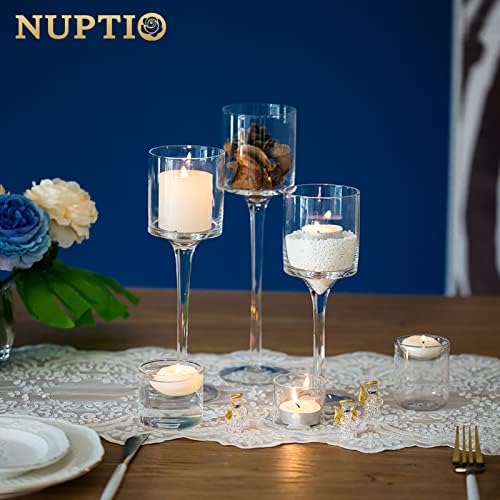 NUPTIO Glass Candle Holders, Set of 6 Stemmed Holders for Floating Candles - Image 5
