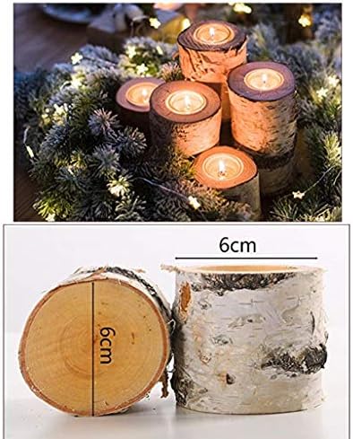 Christmas Birch Tealight Holder Real Birch Log Candle Holders Wooden Tealight Candleholder Succulent Plant Holder for Home Party Fireplace Decoration (Pack of 4 Same Height 2.36"x2.36") - Image 2