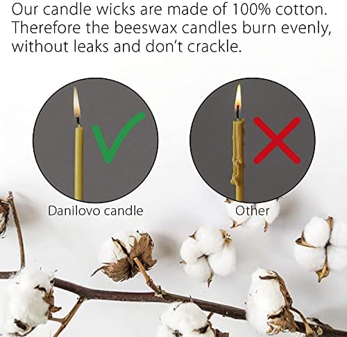 Danilovo Pure Beeswax Candles - Honey-Scented, Decorative Thin Taper Candles - Ideal for Birthday Decoration or Church Prayers - Drip Free, Tall & Smokeless Pack of 50 pcs, 6.3 x 0.2 inch - Image 6