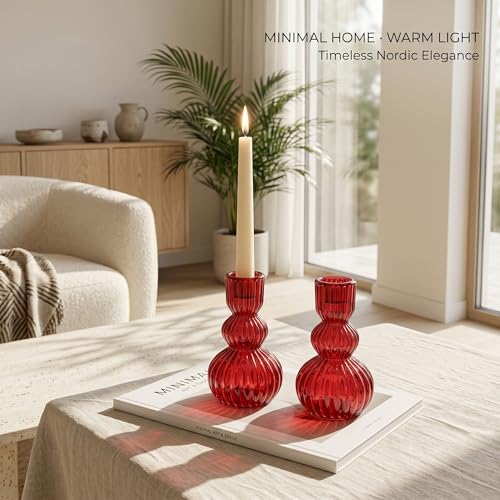 Glass Taper Ribbed Candle Holders Set of 8 - Image 6