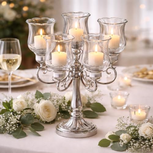 4E's Novelty Clear Glass Votive Cups with Peg - Pack of 6 - Tulip Votive for Candelabra Candle Holder, Home Interior Candle Sconce Glass Replacement Parts, Shabbat Candle Oil Lamp (3.25" Tall) - Image 4