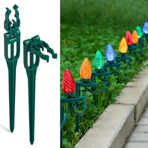 100 PCS Christmas Light Stakes, 9.5 Inch Tall Yard Stakes, Green by SURAIELEC