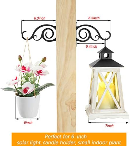 6-Inch Outdoor Indoor Decorative Iron Lantern Wall Hooks Hangers for Hanging Wind Chimes Hummingbird Feeders Candle Holders(Black, Set of 2) - Image 3