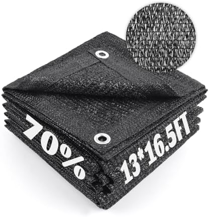 Sun Shade Cloth with Grommets for Garden, 70% 13x16.5ft, Black by CoolArea