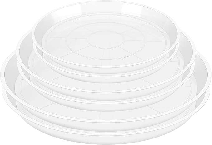 OUPSAUI 4 6 8 Inch Plant Saucer Pot Tray, 6 Pack Clear Plant Saucers for Indoors and Outdoors, Large Plastic Dish Suacer Water Drip Tray for Potted Plants Flowers (4 6 8 Inches)
