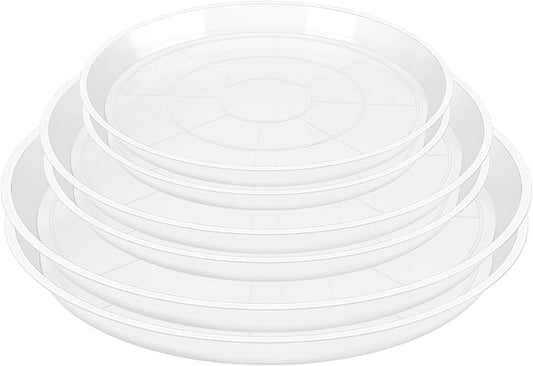 OUPSAUI 4 6 8 Inch Plant Saucer Pot Tray, 6 Pack Clear Plant Saucers for Indoors and Outdoors, Large Plastic Dish Suacer Water Drip Tray for Potted Plants Flowers (4 6 8 Inches)