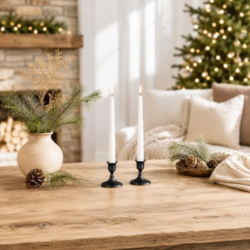 zeochyni Elegant Black Taper Candle Holders for Home Decor, Set of 2 - Image 6