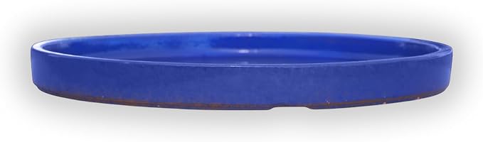 Ceramic 17.5 Inch Plant Saucers (Pack of 2) - Round Blue Flower Pot Trays - Handcrafted, Durable Planter Bases