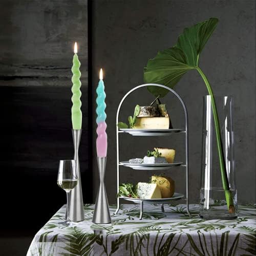 MAITREYA Green Spiral Taper Candles Conical Stick Candles Handmade Twisted Candles-Set of 4 for Decoration Weddings Party Church-Unscented Dripless Candles,7.5inch(A-Gradient Green) - Image 5